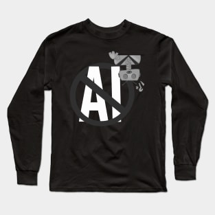 No AI Robot Grayscale Long Sleeve T-Shirt